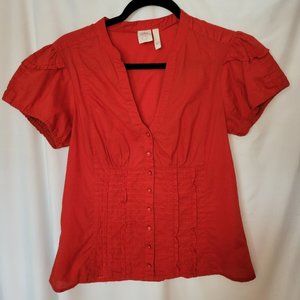 Anthropologie Edme & Esyllte Red Cap Sleeve Blouse